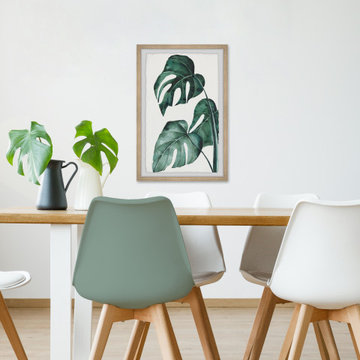 "Split Leaves in White" Framed Painting Print