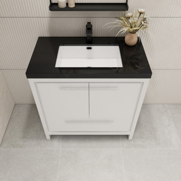 Dory 36" FreeStanding Bath Vanity With Reinforced Sink, High Gloss White