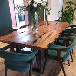 Tiger Oak bespoke live-edge table for CoSpace Reading - Dining Tables