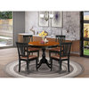 AMAV5-BCH-LC - Dining Table and 4 Faux Leather Dinner Chairs - Black Finish