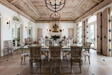 Great room - tropical great room idea in Miami with white walls