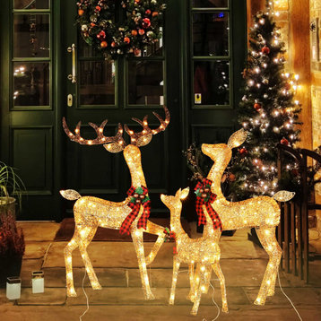 3 Piece Lighted Christmas Deer Family Set 210 LED Outdoor Yard Decor Holiday