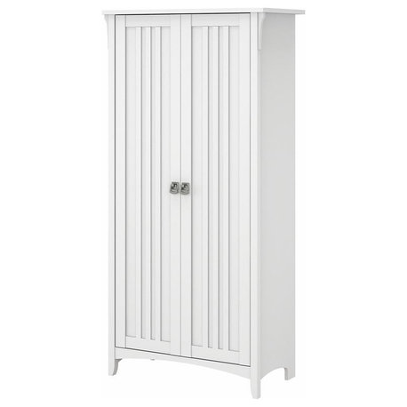 Salinas Tall Storage Cabinet with Doors in White - Engineered Wood