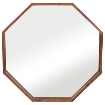 Wood, 30X30, Octagon Shaped Mirror, Cherry