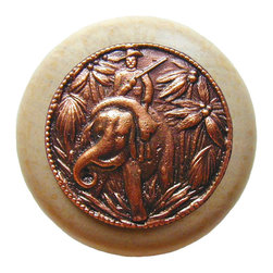 Inviting Home Inc. - Jungle-Patrol Natural Wood Knob, Unfinished With Antique-Style Copper - Cabinet And Drawer Knobs
