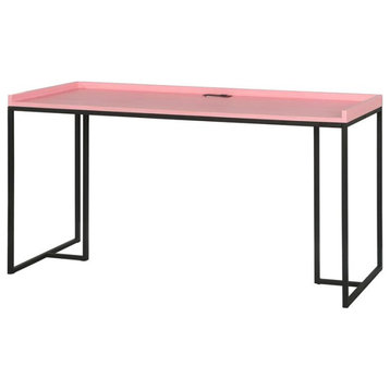 Furniture of America Timor Modern Wood Computer Desk with USB in Pink
