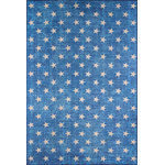Momeni - District DIS-07 Stars Blue, 7'6"x9'6" - 21st century updates of the traditional calavera, ballerinas, foxnose and patriotic stars  of the American flag are applied to super soft polyester chenille for our collection of flat  rugs. Detailed designs and print are super-defined through our exclusive