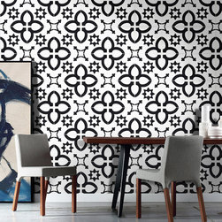Moroccan Mosaic & Tile House - 8"x8" Megouna Handmade Cement Tile, Black/White, Set of 12 - Wall And Floor Tile
