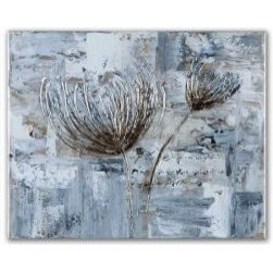 www.essentialsinside.com: silver and taupe flowers wall art - Artwork