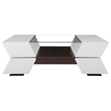 Bowery Hill Contemporary Wood Coffee Table in White