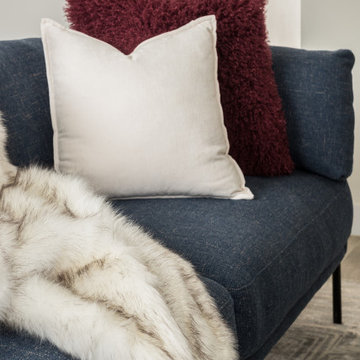 Luxuriously Cozy Couch with Soft Fur Throw and Pillows
