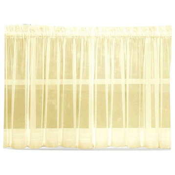 Emelia Sheer Solid Yellow Kitchen Curtain, 36" Tier