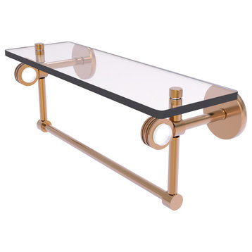 Clearview 16" Glass Shelf and Towel Bar and Dotted Accents, Brushed Bronze