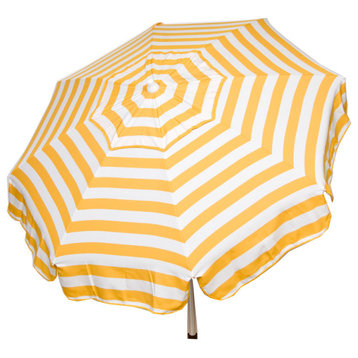 Italian 6' Umbrella Acrylic Stripes Yellow/White, Beach Pole