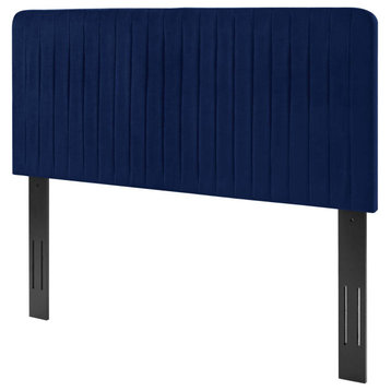 Tufted Headboard, Twin Size, Velvet, Blue Navy, Modern Contemporary, Bedroom