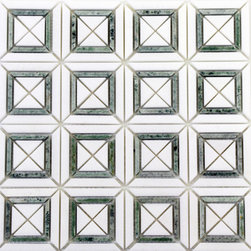 Bright White and Mint Matte X Styles Stone Square Marble Mosaic Tiles - Home Accessories & Decor