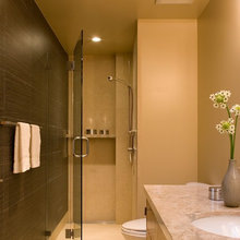Hall shower with level floor
