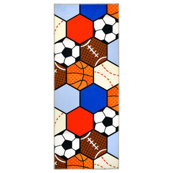 Sports Themed Rug  Colorful Area  Kid's Rug 21"x54"