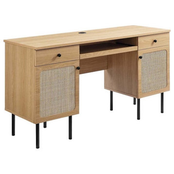 Modway Chaucer Particleboard and Laminate Office Desk in Oak