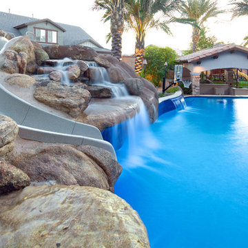 Backyard Oasis - Pool, Spa, Swim-Up Bar, Grotto, Slides & Water Features