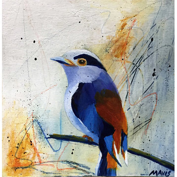 "Blue Orange Bird 2" Original Painting