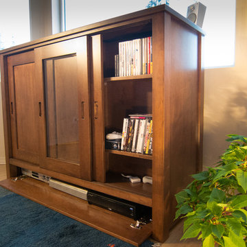 Enderby Cottage Custom TV LIFT CABINET in solid Maple
