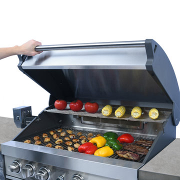 MEMBER’S MARK SS304 DELUXE STACKED STONE 4-BURNER GRILL ISLAND WITH GRIDDLE