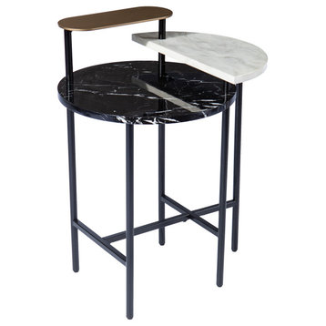 Jamina Faux Marble End Table With Storage