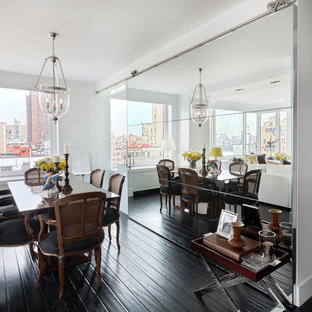 Idées déco pour une salle à manger classique avec sol en stratifié.