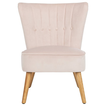 Safavieh June Mid Century Accent Chair, Blush/Natural