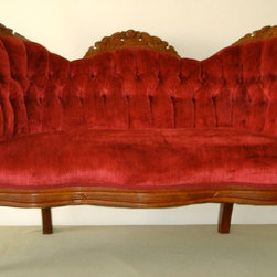 Reupholstered by Iabel Gamino - Red Antique Sofa - Products