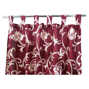 Mogul Interior - Sari Curtains Designer Printed Tab Top Saree Drapes Window Panels- Pair, 48"x108 - Curtains