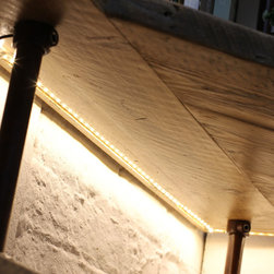McLeod Reused Scaffolding & Pipe Industrial Desk & LED Lit Shelves with Storage - Desks & Writing Bureaus