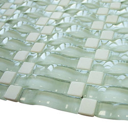 Aqua Green Glossy 3D Sea Wave Glass Mosaic Tiles - Home Accessories & Decor