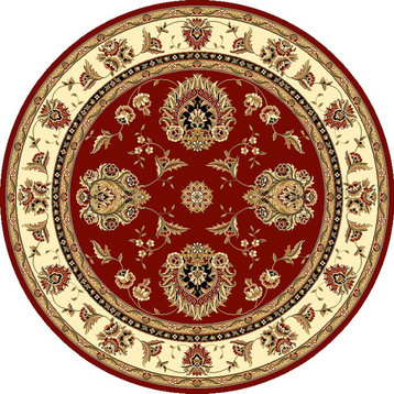 Cambridge 7340 Red, Ivory Floral Mahal, 7'7" Round