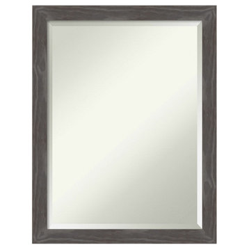 Woodridge Rustic Grey Beveled Wood Bathroom Wall Mirror - 21 x 27 in.
