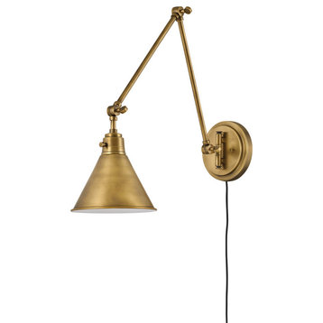 Hinkley Arti Medium Swing Arm Single Light Sconce, Heritage Brass