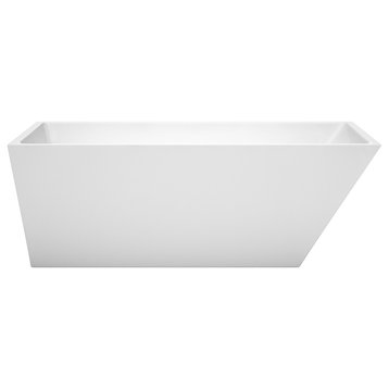 Hannah 67" Freestanding White Bathtub, Polished Chrome Drain and Overflow Trim