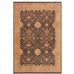 Bareens Designer Rugs - Antique Vegetable Dyed Sultan Blue/Tan Wool Rug - 8'2'' x 10'5'' - Designed with mesmerizing intricacy and gorgeous color palette, this hand-knotted masterpiece demonstrates the beauty and electrifying thrill of Pak Persian art. These meticulously hand-knotted Pak-Persian rug is made with pure wool and features breathtaking traditional, transitional, and tribal designs in bold luxurious color pallets. Known for their intricate designs these rugs are a reproduction of Persian rugs, made in Pakistan with unique Mughal designs. Made by master weavers using the same Persian texture, design and dying technique, we wanted to produce the most significant manifestation of Persian art, life, and culture. This rug is most famous for its exceptional quality, incredible designs, patterns, and vibrant rich color. Pak-Persian rugs made with Persian weave with high knot counts, which enables the high intricacy and detail found in the patterns are also referred to as "State of art", each color adds a rich beautiful detail in the artwork of this rug. The design, color, and beautiful chromatic composition with a vibrant sheen with intricate designs, exude beauty, elegance, and quality make this rug a masterpiece of its own.
