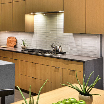 Kitchen Design Renovation Ash Wood Built In Waterfall Cement Island