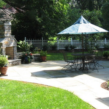 patio with fire place
