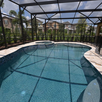 Gunite Pool and Spa in Winter Garden, FL with Travertine deck