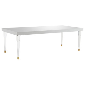 Tabby Glossy Lacquer Dining Table, White