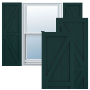 15"W True Fit PVC Two Equal Panel Farmhouse With Z-Bar, Thermal Green, 35"H