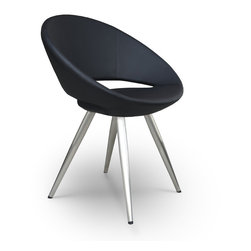 CRESCENT STAR BASE STAINLESS STEEL- BLACK LEATHERETTE - Dining Chairs