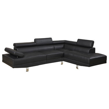 Fidenza 2 Piece Faux Leather Sectional Sofa Upholstered, Black
