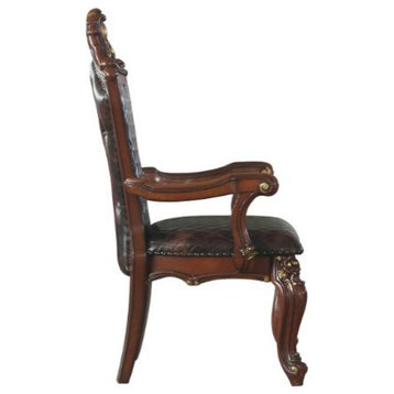 Acme Picardy Arm Chair Set of 2 Honey Oak and PU