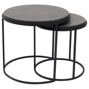 19.75 Inch Nesting Tables Set Of 2 Black Contemporary