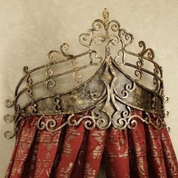Victorian Scroll Wrought Iron Bed Crown, Baroque Tester Metal