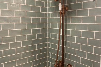 Mid-century modern bathroom photo in Denver